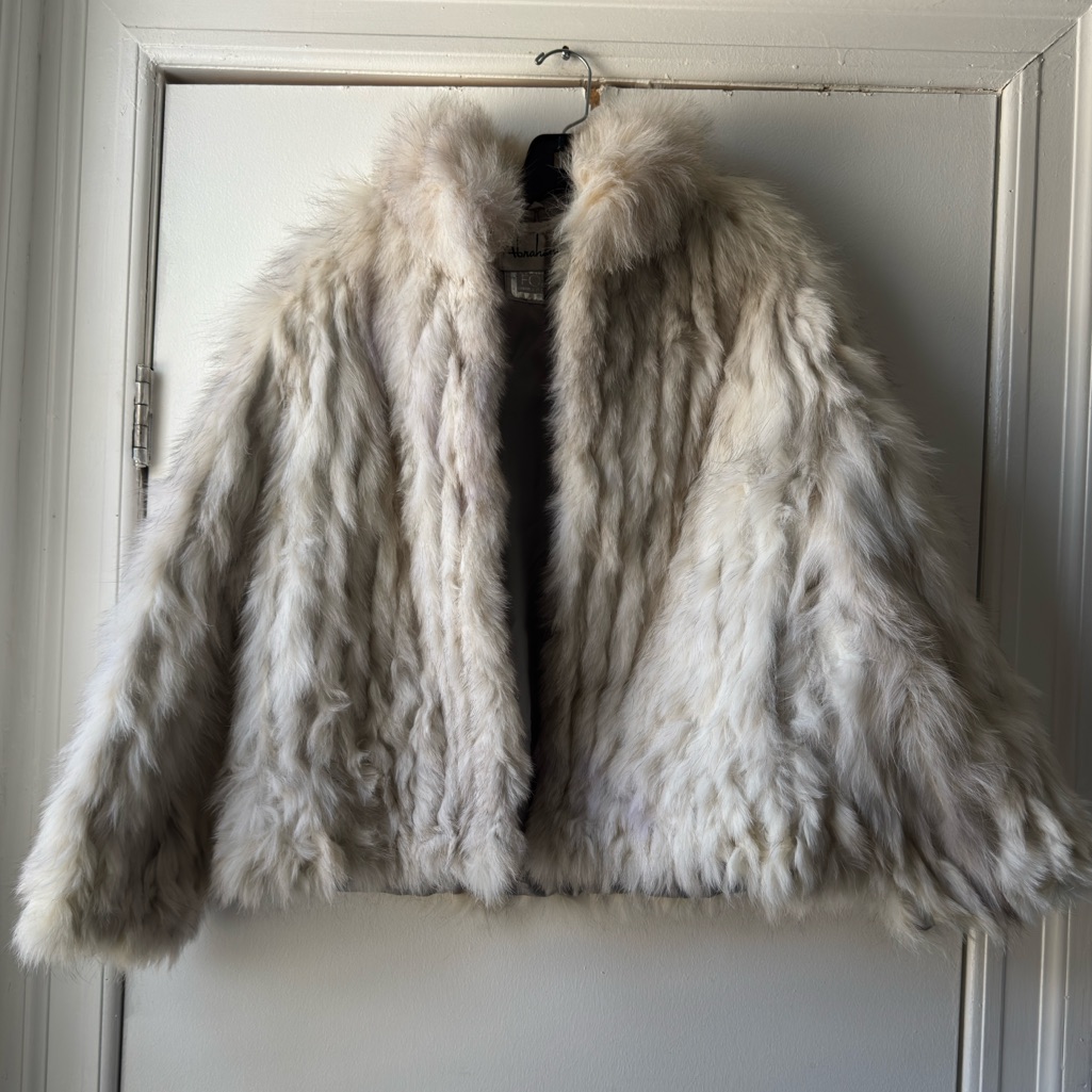 Vintage Abraham’s Fox Elegant Cream Faux Fur Teddy Jacket